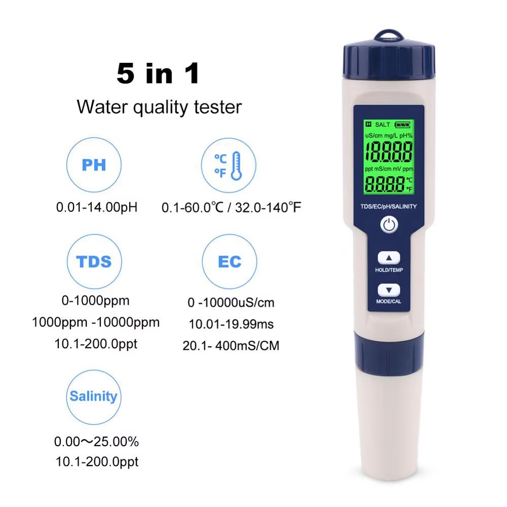 5 In 1 Digital PH TDS EC Meter - đánh giá và giá Ec Meter Digital
