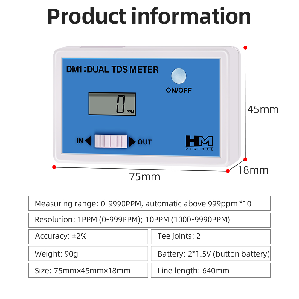 DM1 Dual TDS Water Quality Tes - đánh giá và giá Ec Meter Digital